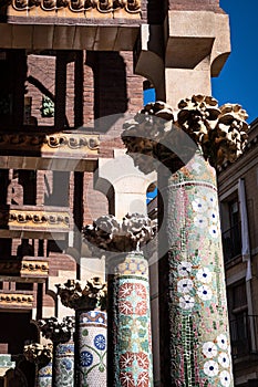 Exterior gallery of the Palau de la Musica Catalana by Lluis Domenech i Montaner. Barcelona, Catalonia. photo
